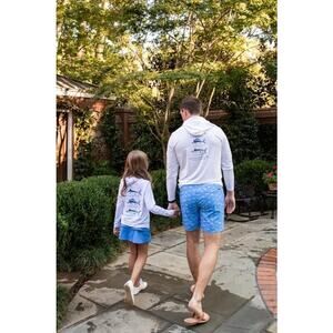 MENS BOOGIE BOARD SWIM TRUNK IN‎ FISH PRINT ON MARINA BLUE